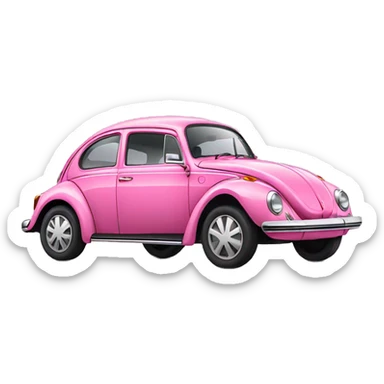 Pink Volkswagen beetle car sticker