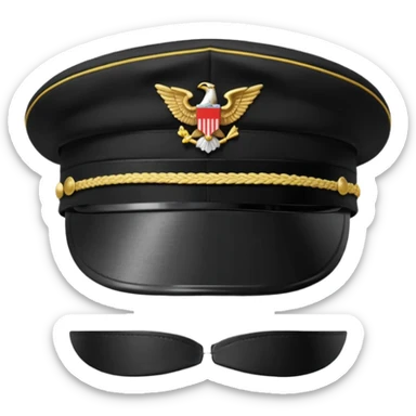 a black military cap hat sticker
