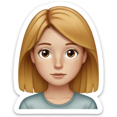 Person with brown hair and front pieces blonde with freckles on face sticker