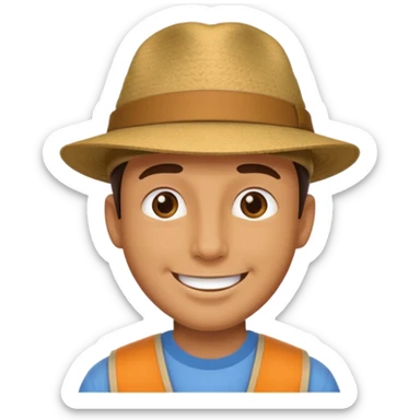happy solo male in hat sticker