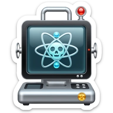 x-ray machine with atom symbol sticker