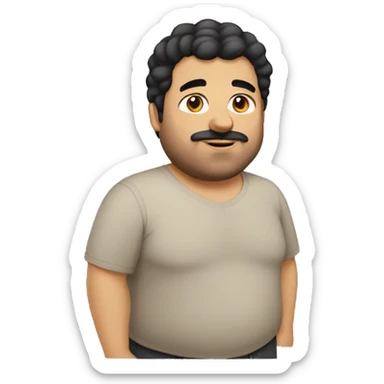 middle east chubby man with a little bit of hair and black hair sticker