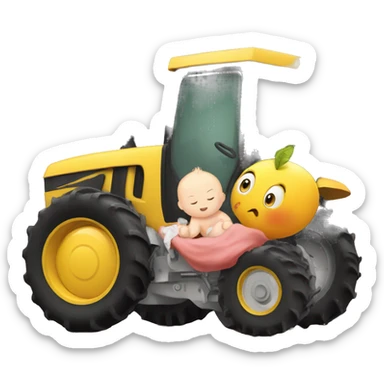 Tractor giving birth to a baby tractor sticker