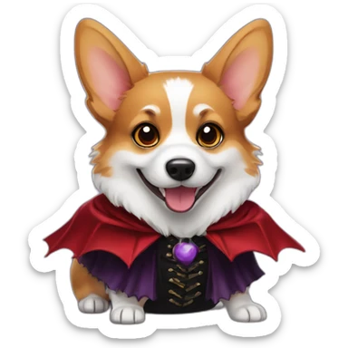 A pembroke Welsh corgi in a vampire costume sticker