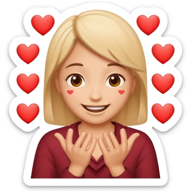Pleading with hearts around sticker