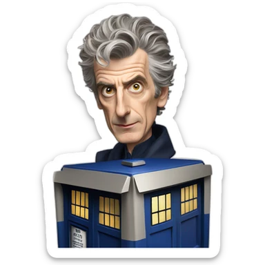 Peter Capaldi with the TARDIS sticker