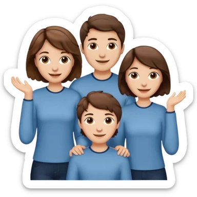 Throuple two women with short wavy brown hair, male with short brown hair sticker
