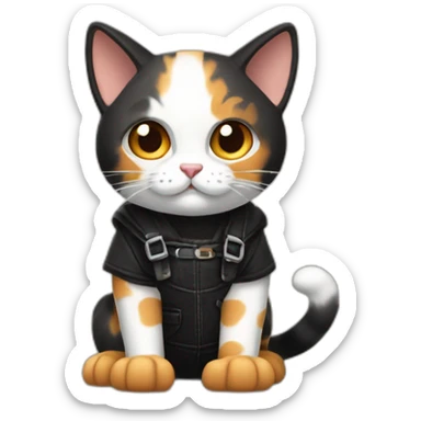 Halloween Meowscles is a buff anthropomorphic calico  cat  he has a shadow design with black  jeans sticker