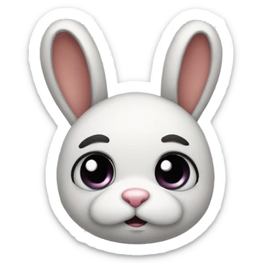 sad rabbit sad big eyes with a head bow sticker
