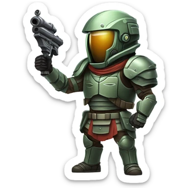 Martian military Overlord with rifle, full body sticker