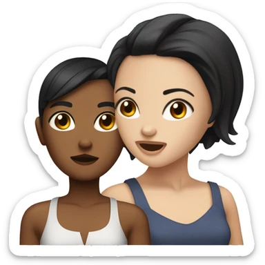 a girl with tanned skin and brown hairs arguing with a white girl with short black hair sticker