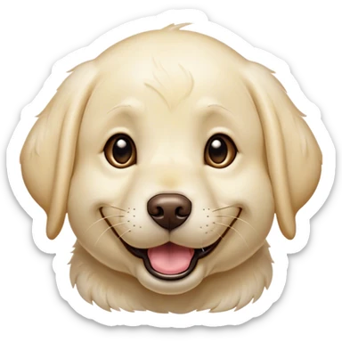 Cinematic Comical Cream Labrador Portrait Emoji, Head tilted dramatically with an exaggeratedly amused expression, featuring a glossy cream Fur with a radiant sheen, wide, expressive warm eyes filled with playful disbelief, Simplified yet hilariously expressive features, highly detailed, glowing with a slightly sassy glow, high shine, dramatic yet playful, stylized with an air of cheeky mischief, bright and endearing, soft glowing outline, capturing the essence of a spirited and over-the-top companion, so meme-worthy it feels like it could side-eye its way into internet fame instantly! sticker