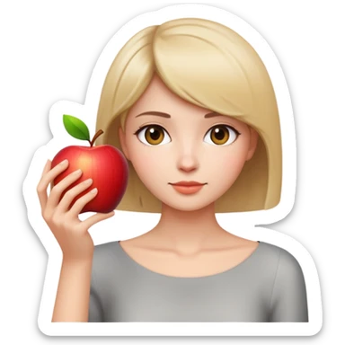 beautiful young lady with short straight hair taking a photo, upper body view, Apple emoji style sticker