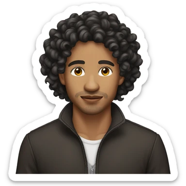 a Lightskin man with long middl part curls sticker
