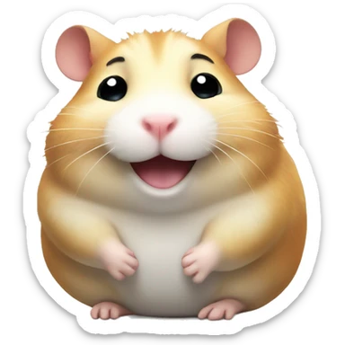 fat hamster smiling with 6 legs sticker