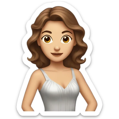a brown-haired woman with long hair, brown eyes, who dances ballroom dancing sticker