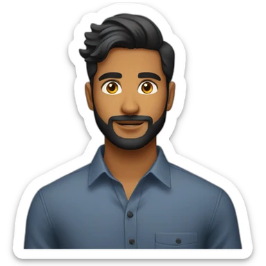 sri lankan 25 year old handsome and stylish guy with a beard and no smile sticker