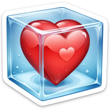 a heart in a frozen cube sticker