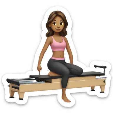 Latina girl with brown hair doing Pilates un reformer sticker