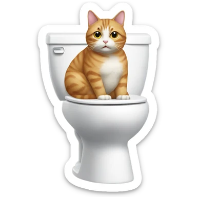 cat sitting on toilet sticker