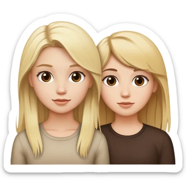 Blonde haired girl next to a brunette girl sticker