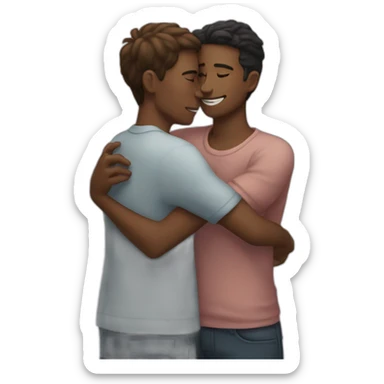 Teenage boyfriends hugging sticker