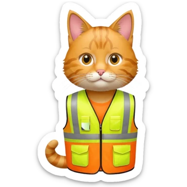 tabby cat in hi-vis clothing facing right sticker