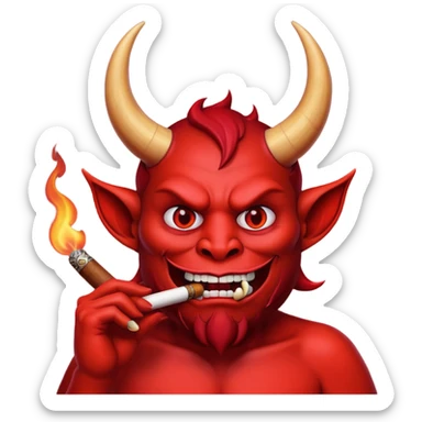 Emoji de diablo con sigarro en la boca sticker