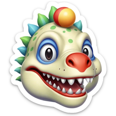 babyface dinosaur clown sticker