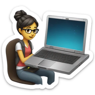 A Programmer Girl coding on her hp laptop sticker
