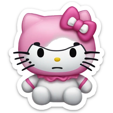 angry hello kitty plush sticker