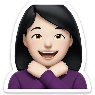 smiling girl with black hair sticker