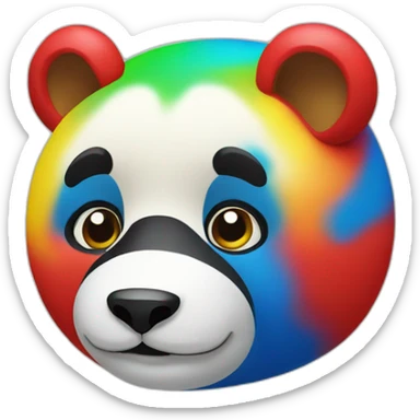 panda in red yellow green and blue sticker