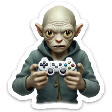 Gollum holding a gaming controller sticker