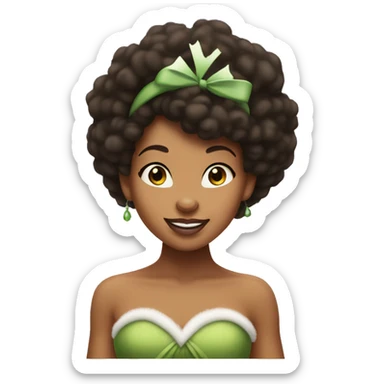 Disney Princess Tiana with afro wearing a santa hat sticker