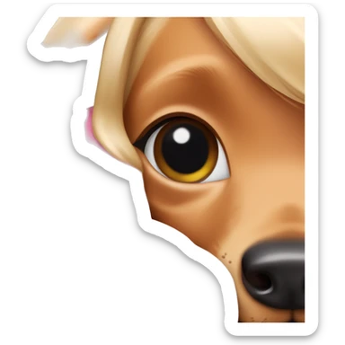 Barbie cuddling blonde Dachshund puppy close up sticker