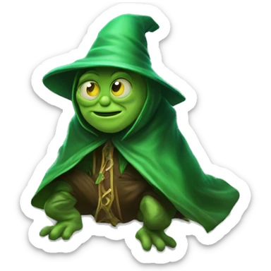 Crawly the green gnom wizard sticker