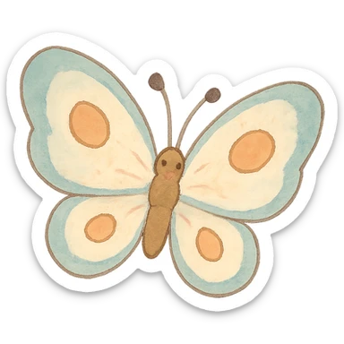 icon of a butterfly, soft colors, whimsical, ghibli style sticker