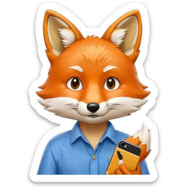 fox waist up in a shirt, iPhone emoji style sticker