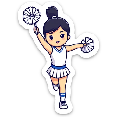 Cheerleader with black hair sticker