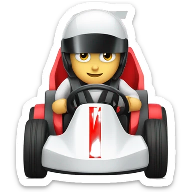 tesla logo letter T driving in a gokart sticker