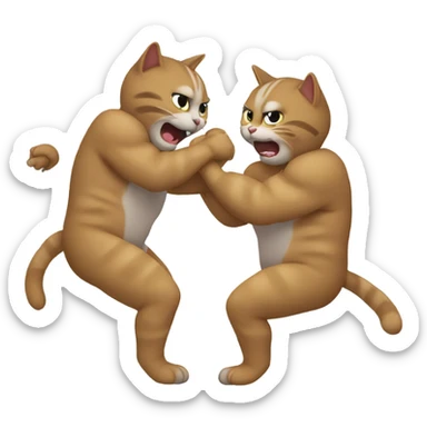 2 cats wrestling  sticker