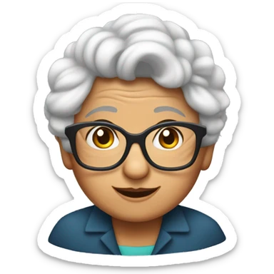 Abuela joven con ondas en el pelo y lentes sticker