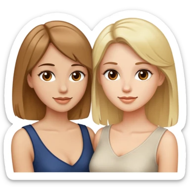 Two women flirting, one with short brown hair and the other with long blonde hair sticker