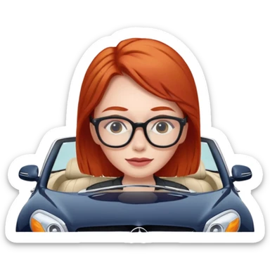 Red head glasses in convertible Mercedes  sticker