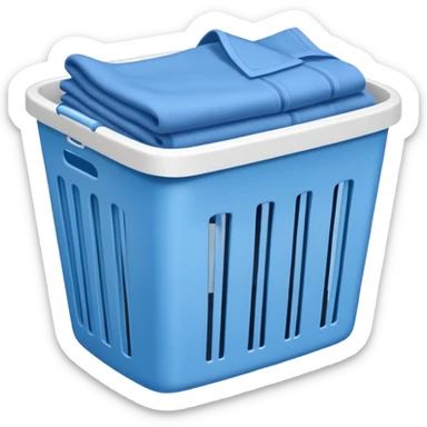 white LAUNDRY BASKET WITH FOLDED blue CLOTHES sticker