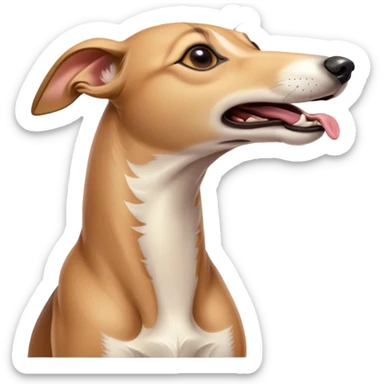 Cinematic Cute Yawning Fawn Greyhound Portrait Emoji, Head tilted slightly with a dramatic, wide-open yawn, showcasing a smooth fawn Fur with a refined finish, floppy ears slightly drooping, round eyes barely open in drowsy contentment, Simplified yet irresistibly adorable features, highly detailed, glowing with a soft, cozy glow, high shine, relaxed yet expressive, stylized with a touch of whimsy, bright and endearing, soft glowing outline, capturing the essence of a sleepy yet affectionate companion, so drowsy it feels like it could stretch out of the screen and curl up for a nap! sticker