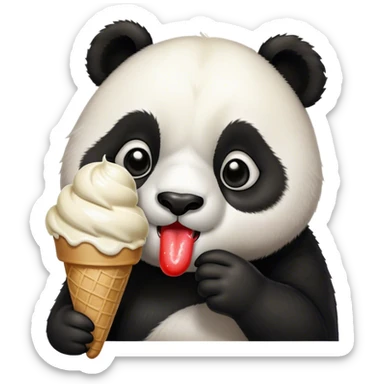 Panda eating ice cream kissing sticker