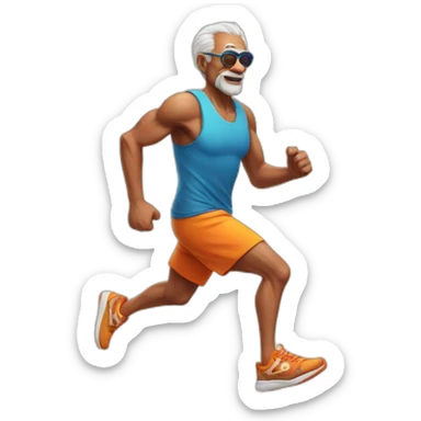 OLD MAN RUNNING wearing a tigger tank top, oakley googles and nikes shoes sticker