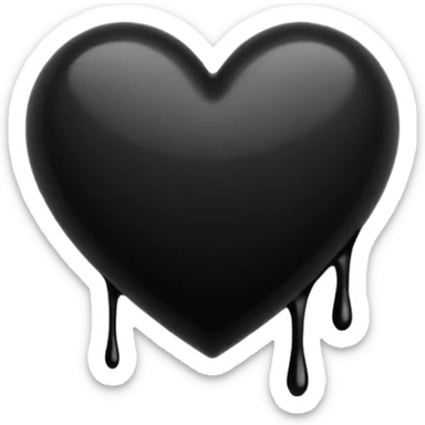 black ink blob heart emoji with ink streaks, isolated on white background, grunge, like pen stroke, flat sticker